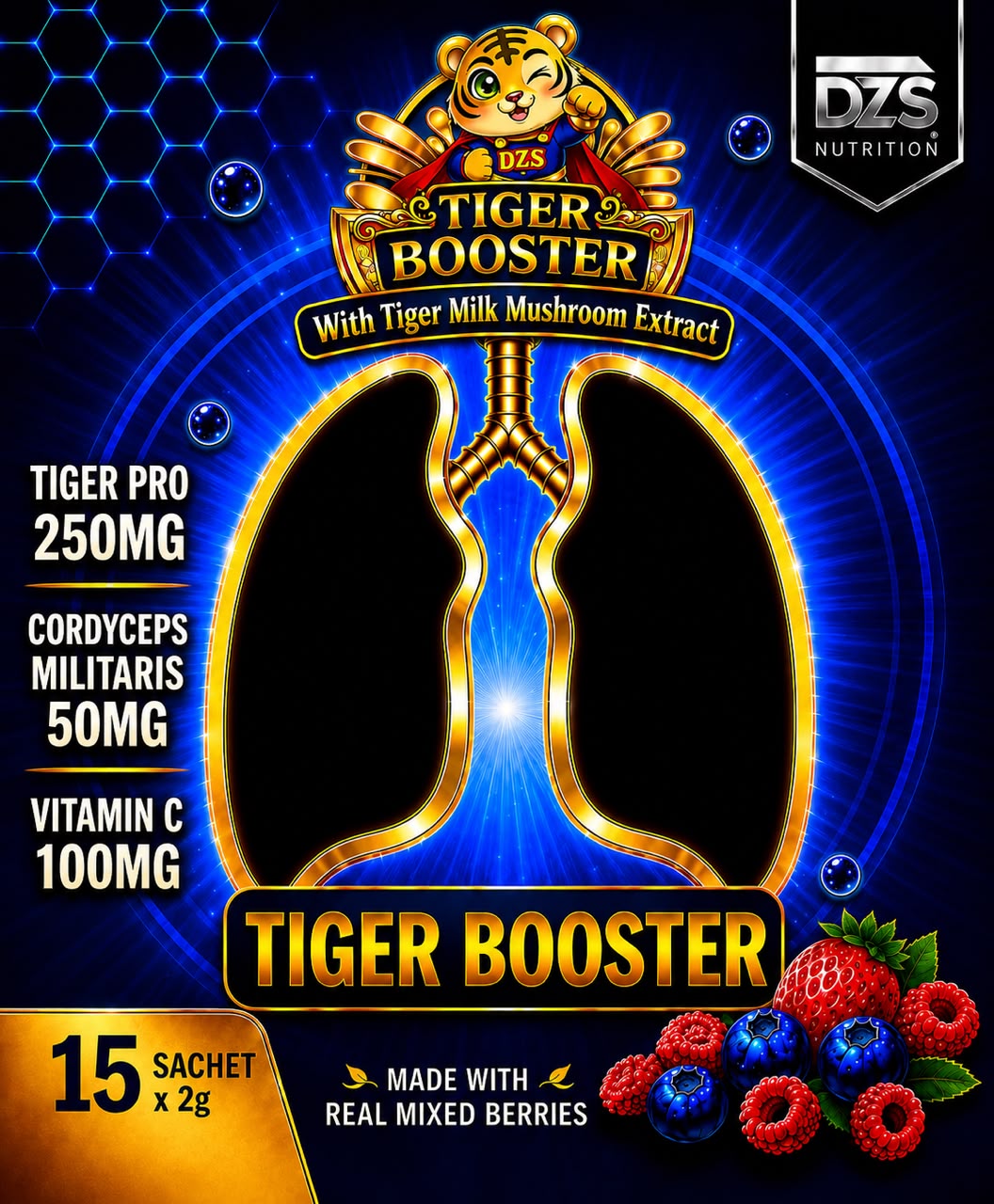 Kotak Tiger Booster Kids — sokongan pernafasan